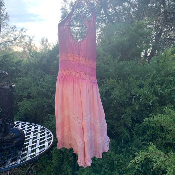 Entro  shades of pink  gauze Mini  sunny days DressHP25 floral lace edge,HPx4 - Picture 4 of 15